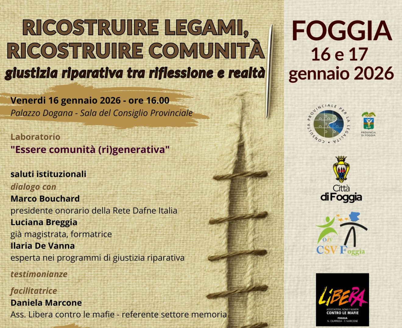 Foggia: due giorni sulla giustizia riparativa